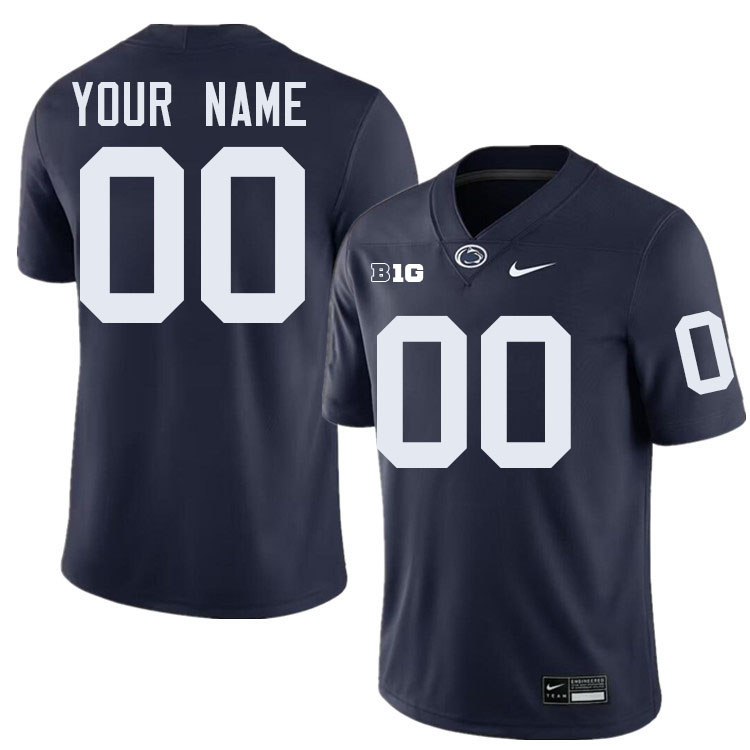 Custom Penn State Nittany Lions Name And Number Football Jersey-Navy